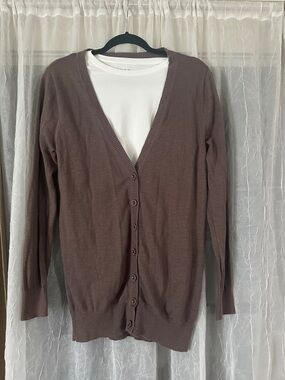 Forever 21 Brown V-Neck Button-Front Cardigan